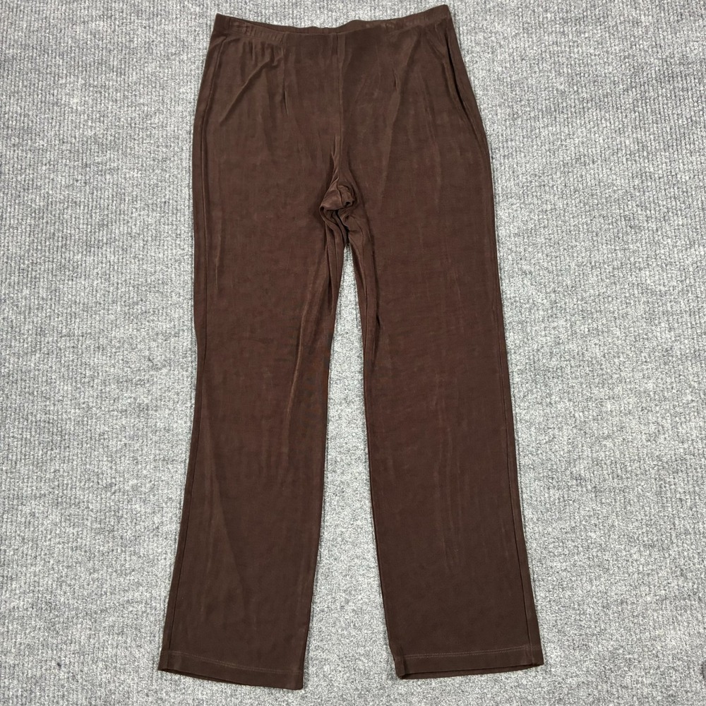 Chicos Womens Pants Size 2T Brown Stretch Pull On Straight Leg Travel Knit